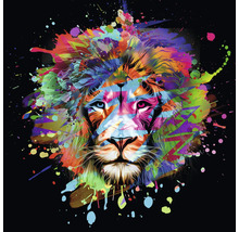 Tablou sticlă Colorful Lion Head III 20x20 cm