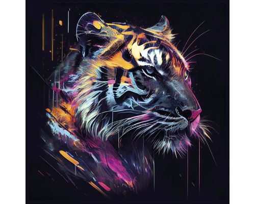 Tablou sticlă Colorful Tiger Head II 20x20 cm