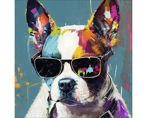 Tablou sticlă Dog With Sunglasses I 20x20 cm