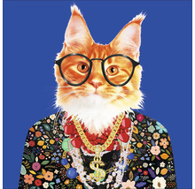 Tablou sticlă Cat With Glasses I 20x20 cm