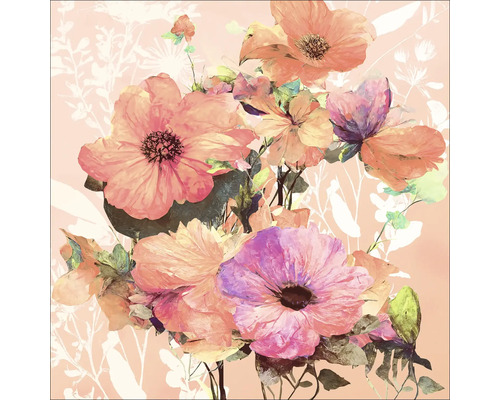 Tablou sticlă Watercolor Flowers VI 30x30 cm