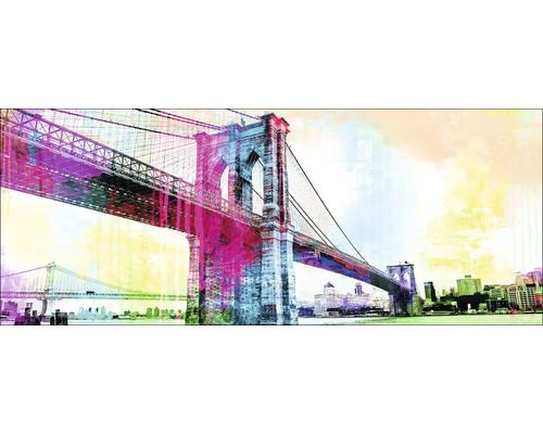 Tablou sticlă Brooklyn Bridge In Colors 80x30 cm
