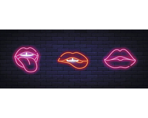 Tablou sticlă Neon Lips 125x50 cm