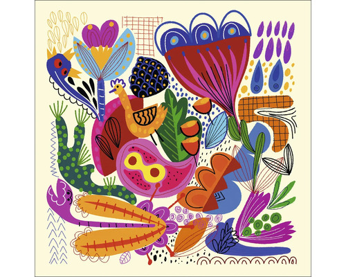 Tablou sticlă Animals And Flowers 50x50 cm