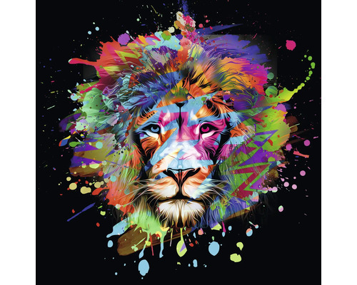 Tablou sticlă Colorful Lion Head III 50x50 cm