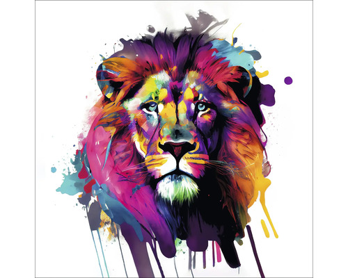 Tablou sticlă Colorful Lion Head IV 50x50 cm