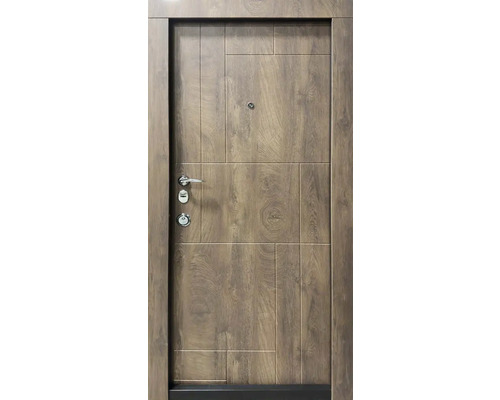 Ușă de intrare metalică pentru interior AP Braun 86x202 cm stânga cu broască Mottura