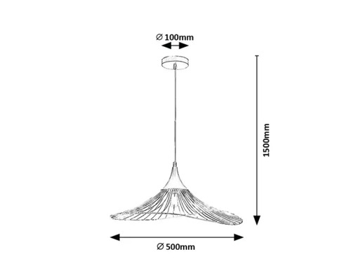 Schiță a unei lămpi suspendate cu dimensiuni