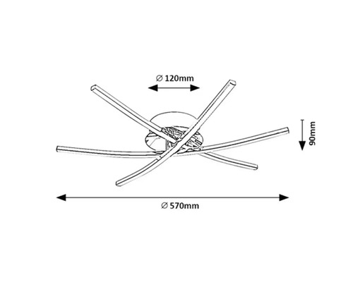 Desen tehnic al unei lămpi de plafon cu dimensiuni
