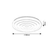 Dimensiunile unei lămpi de tavan: diametru 380 mm, înălțime 70 mm.