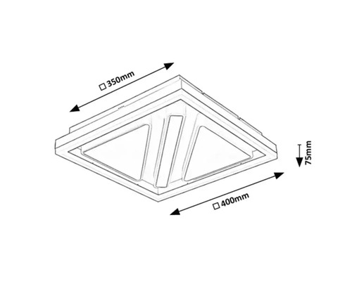 Desen tehnic al unei hote de aragaz cu dimensiunile de 350 mm x 400 mm x 75 mm.