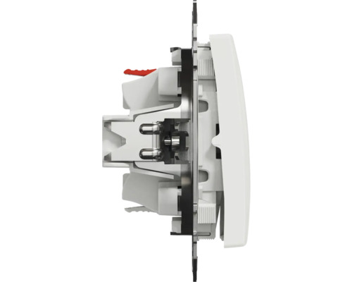 Vedere laterală a unui întrerupător alb pentru montare pe perete