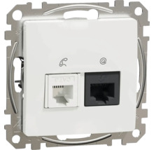 Priză telefon și date RJ11 + RJ45 Schneider Sedna Design CAT5E UTP , alb