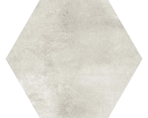 Gresie hexagonală porțelanată glazurată rectificată crem/gri 21,5x25 cm