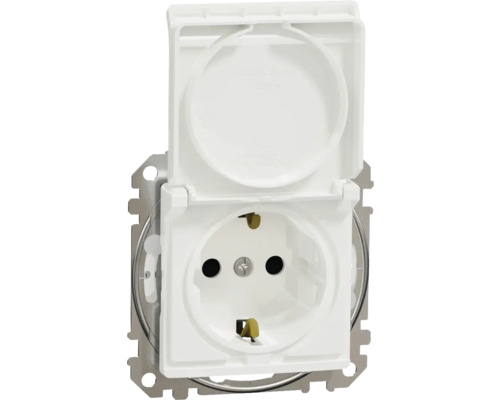Priză albă cu capac rabatabil
