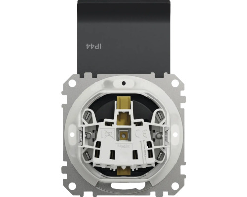 Priză de perete cu contact de protecție, capac rabatabil și grad de protecție IP44