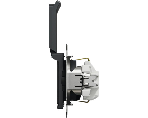 Priză cu contact de protecție cu capac rabatabil, vedere laterală