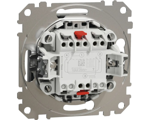 Vedere din spate a unui întrerupător electric cu conexiuni și detalii tehnice.