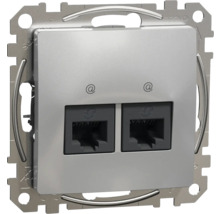 Priză date RJ45 dublă Schneider Sedna Design CAT6, aluminiu