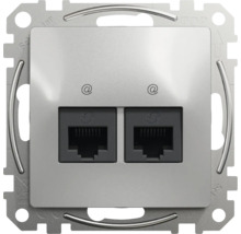 Priză date RJ45 dublă Schneider Sedna Design CAT6, aluminiu