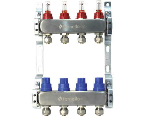 Distribuitor încălzire prin pardoseală cu debitmetru și robinete de închidere