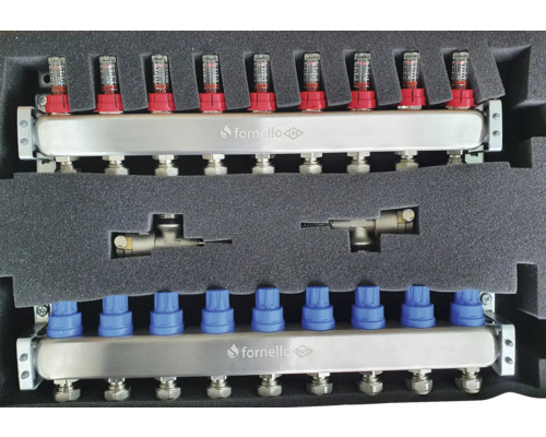 Distribuitor încălzire prin pardoseală cu debitmetru și supape în set