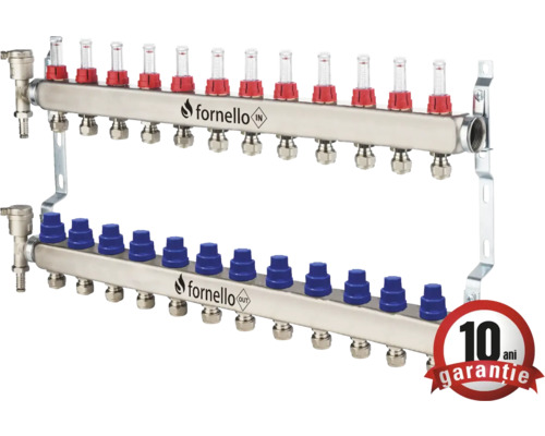 Distribuitor circuit de încălzire cu debitmetru și logo Fornello