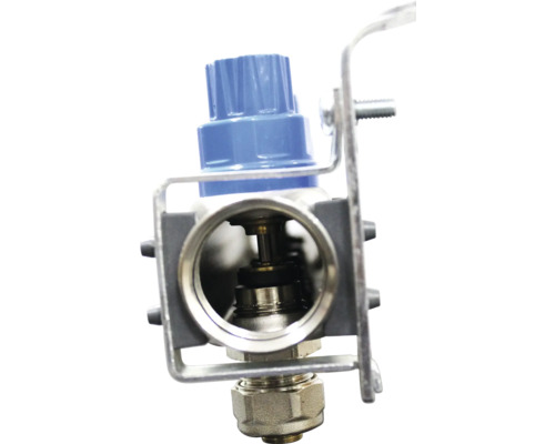 Robină termostatică cu capac de reglare albastru și suport de montaj