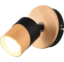 Lumină de perete din lemn cu detalii negre