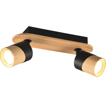 Lumină de plafon cu două spoturi din lemn și metal