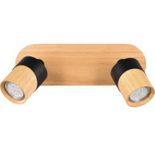 Lumină de tavan cu două spoturi din lemn și metal
