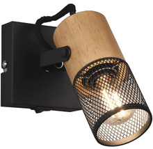 Lampa de perete din lemn și metal cu spot reglabil