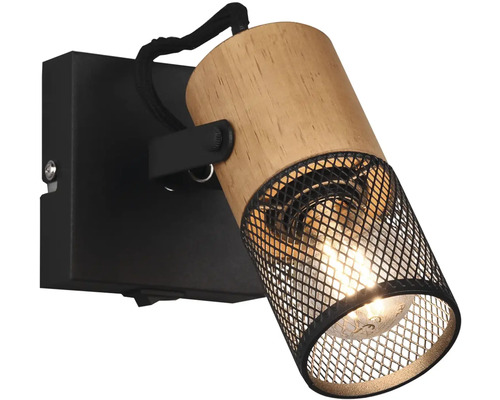Lampa de perete din lemn și metal cu spot reglabil