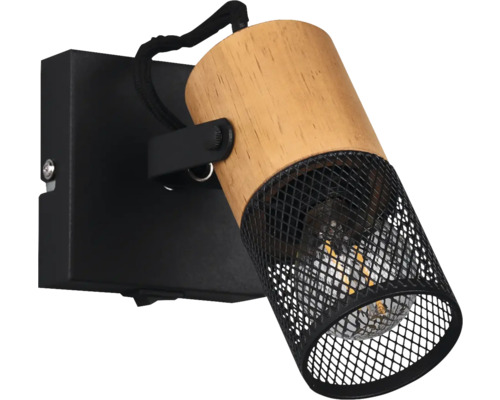Spot aplicat Tosh E14 max. 15W, negru/lemn