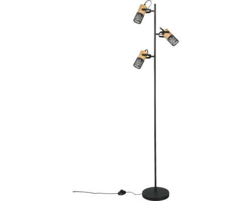 Lampadar Tosh E14 max. 3x15W, negru/lemn