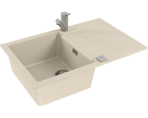 Chiuvetă de bucătărie din granit cu picurător și robinet