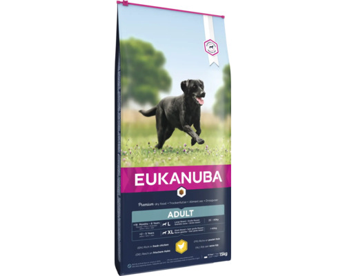 Hrană uscată pentru câini EUKANUBA Adult Talie Mare cu pui 15 kg