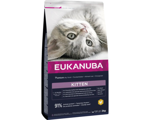 Hrană uscată pentru pisici EUKANUBA Kitten cu pui 2 Kg Eukanuba hrană uscată pentru pisoi, pachet de 2 kilograme