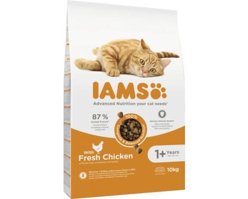 Hrană uscată pentru pisici IAMS Vitality Adult cu pui 10 kg Hrană pentru pisici Iams cu pui proaspăt pentru pisici de la un an, pachet de 10 kilograme
