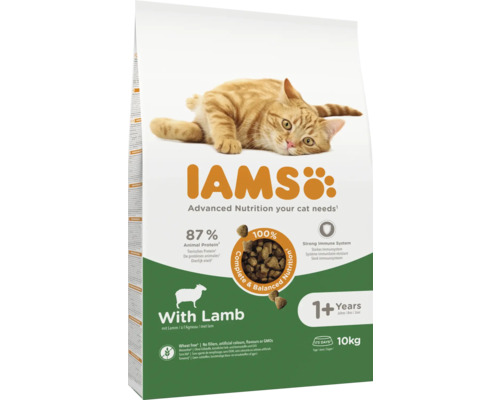 Hrană uscată pentru pisici IAMS Vitality Adult cu miel 10 kg Iams hrană pentru pisici cu miel pentru pisici de la un an, 10 kilograme