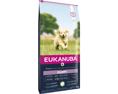 Hrană uscată pentru câini EUKANUBA Puppy Talie Mare cu miel și orez 12 kg