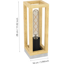 Lampă de masă cu cadru din lemn și bec, dimensiuni 28 x 10 centimetri