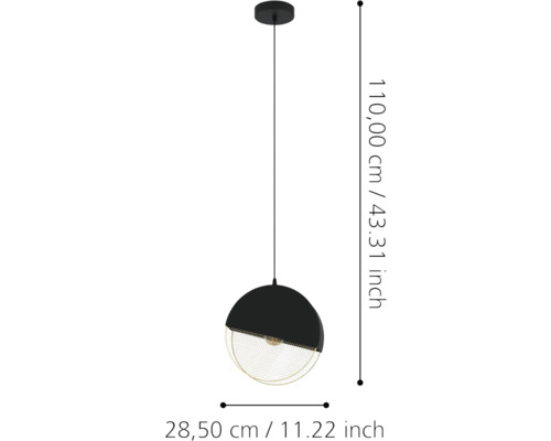 Lumină suspendată cu dimensiunile 110,00 cm înălțime și 28,50 cm diametru