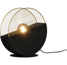 Lampă de masă decorativă cu bază neagră și abajur din sârmă metalică
