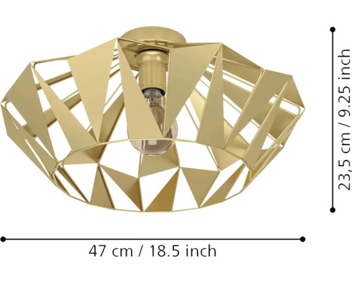 Lampa de tavan din metal cu design geometric și dimensiuni