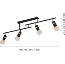 Lumină de tavan cu patru becuri și dimensiuni