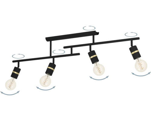 Lumină de plafon cu patru lămpi și spoturi rotative