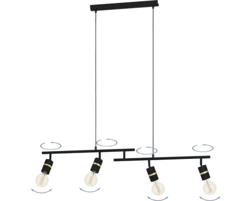 Lumină suspendată pivotantă cu patru becuri pentru interior