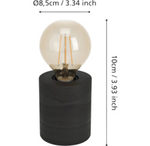 Lampa decorativă de masă cu bec rotund și bază din lemn, dimensiuni 8,5 cm x 10 cm