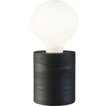 Lampă de masă cu bază din lemn negru și bec alb